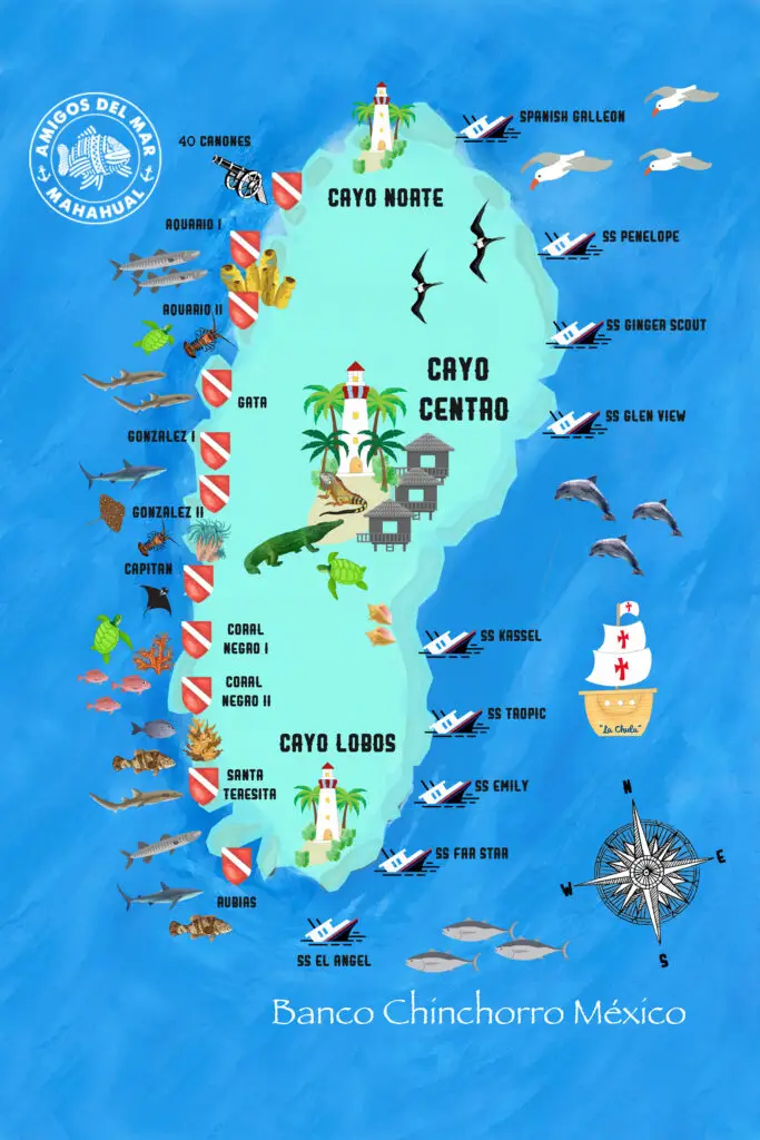 Banco Chinchorro Dive Site Map